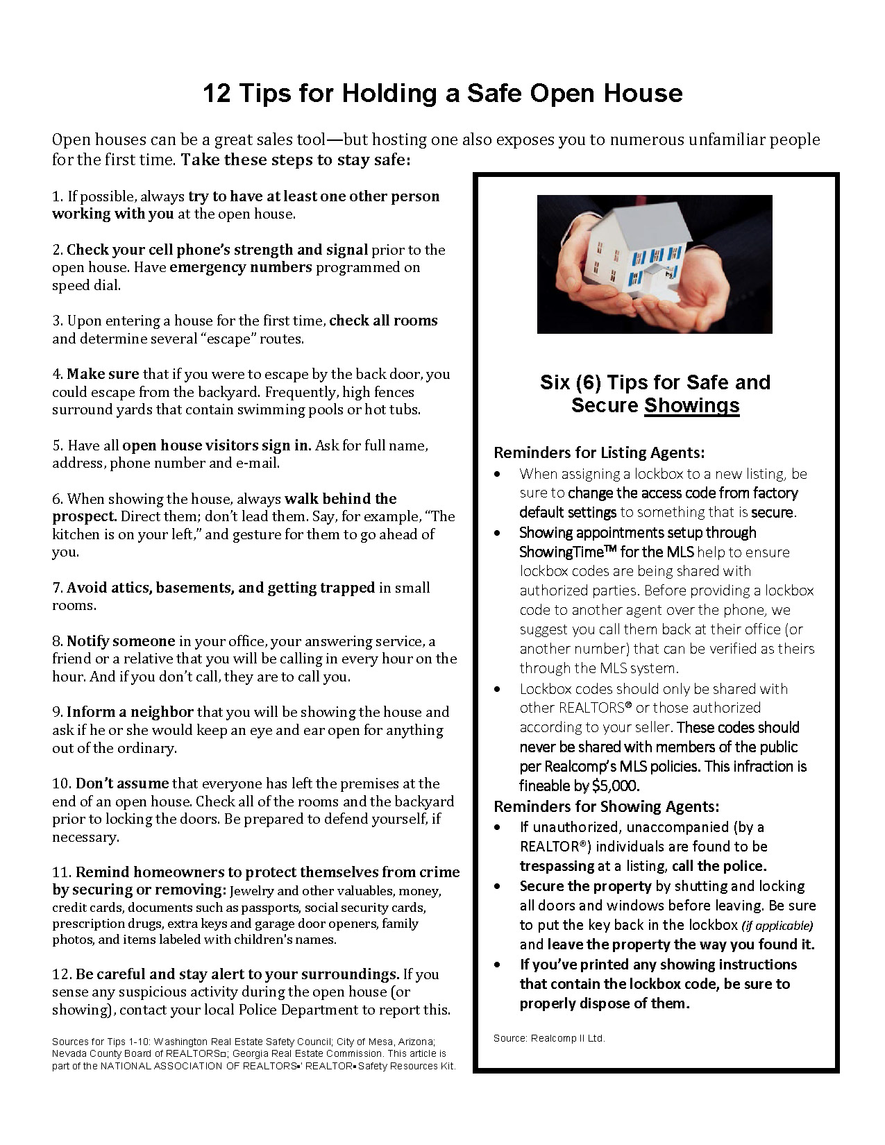 Tips for Safe Open Houses and Showings